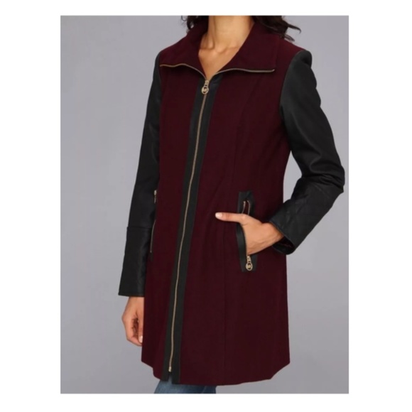 MICHAEL Michael Kors Jackets & Blazers - Michael Kors Wool Vegan Leather Coat